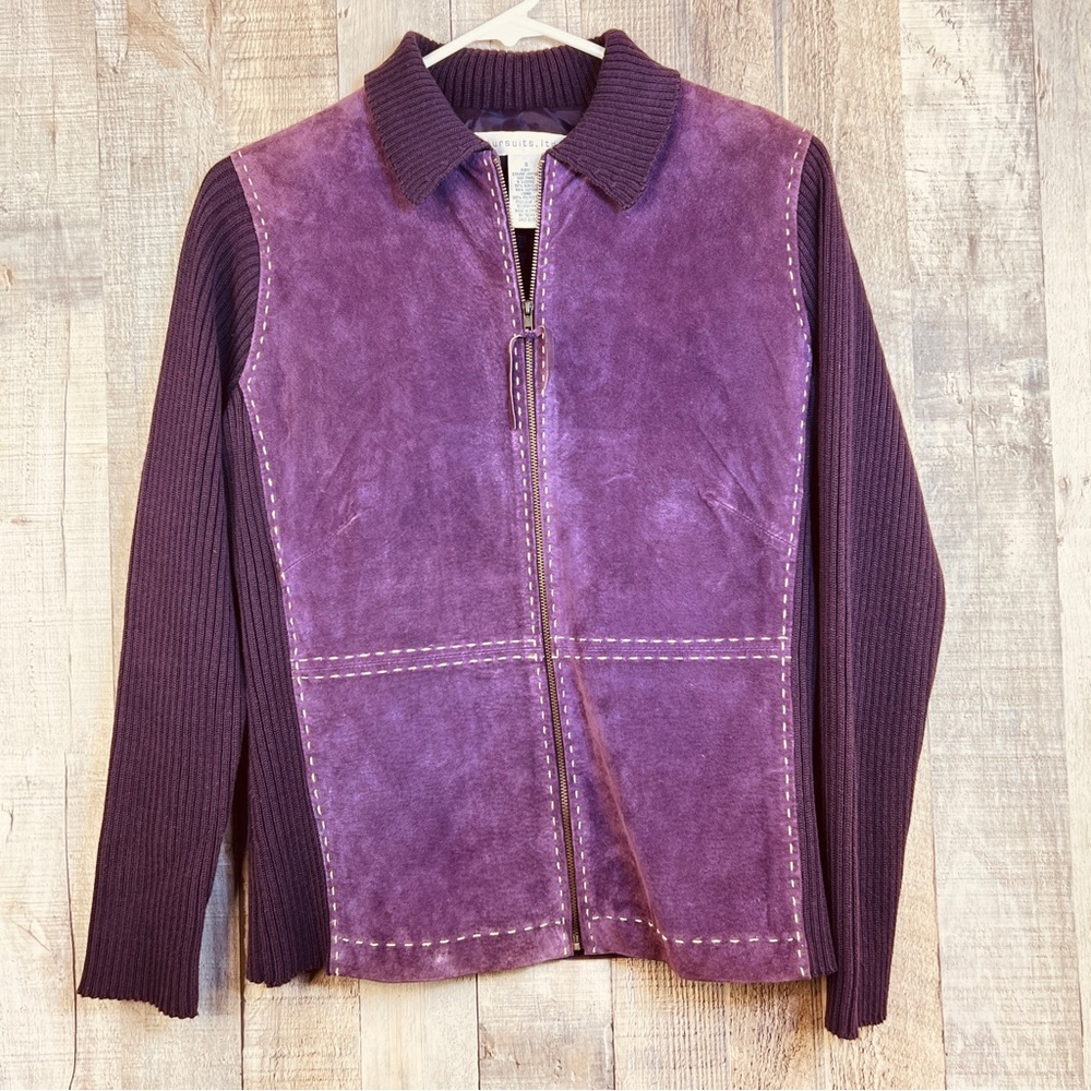 Vintage Pursuits, Ltd. size Small Genuine Leather and Sweater Combo Jacket